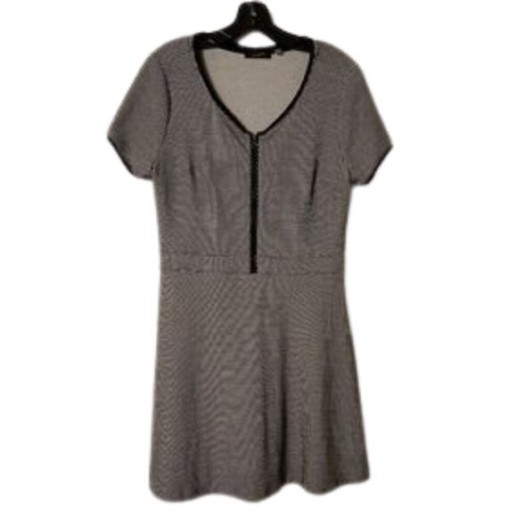 Dex Fit and Flare Midi Dress front zip accent career Size L - Picture 2 of 6